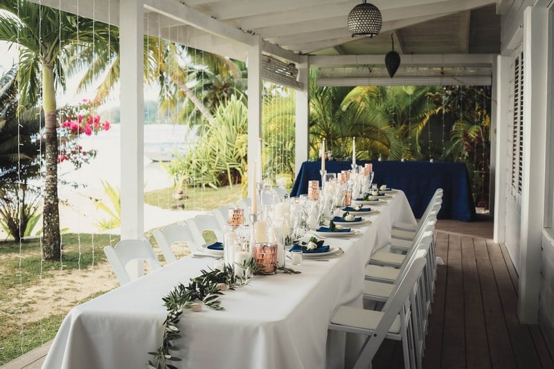 Moorea Same Sex Wedding Dinner Table Set Up